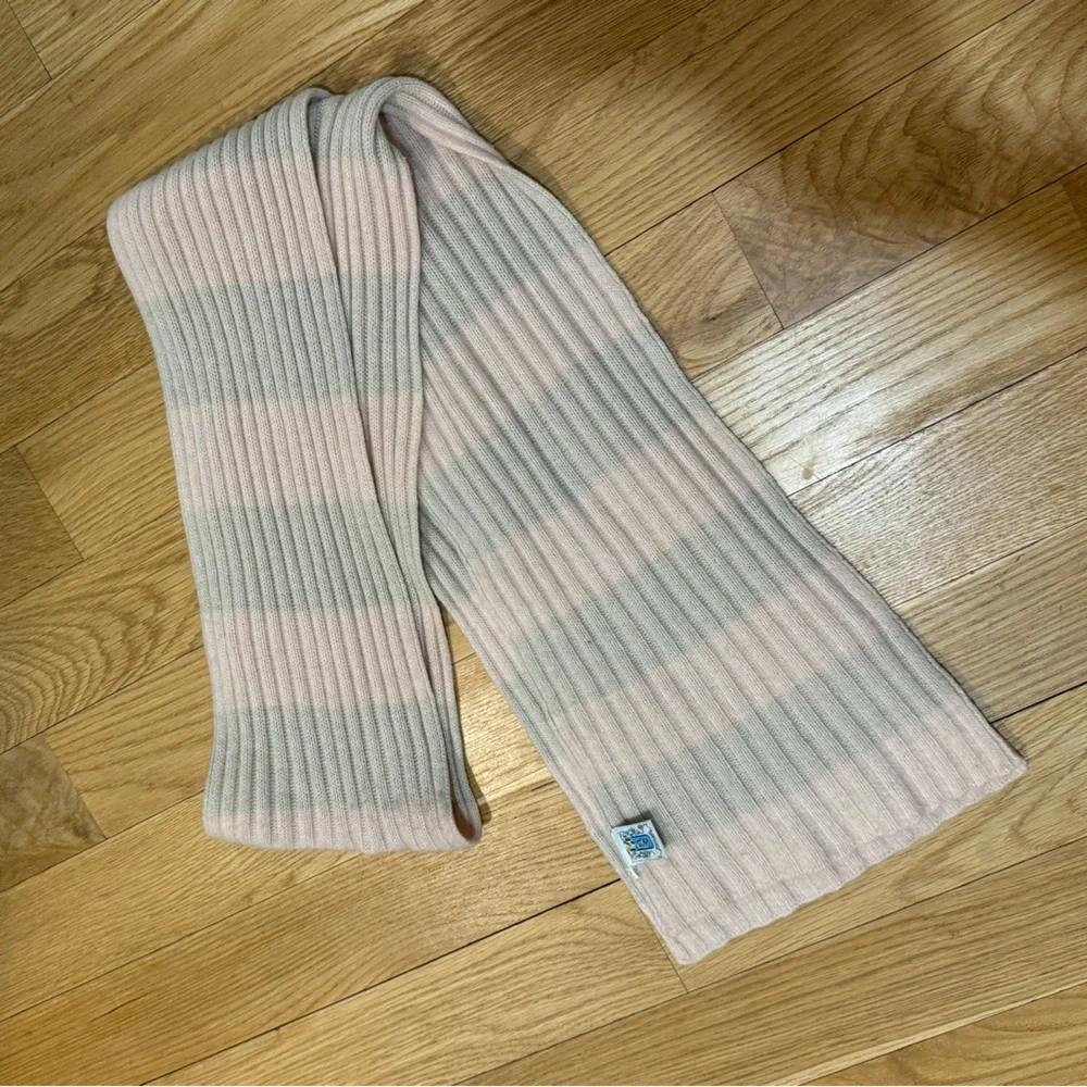 Cashmere Portolano Ribbed Stripe Long Scarf